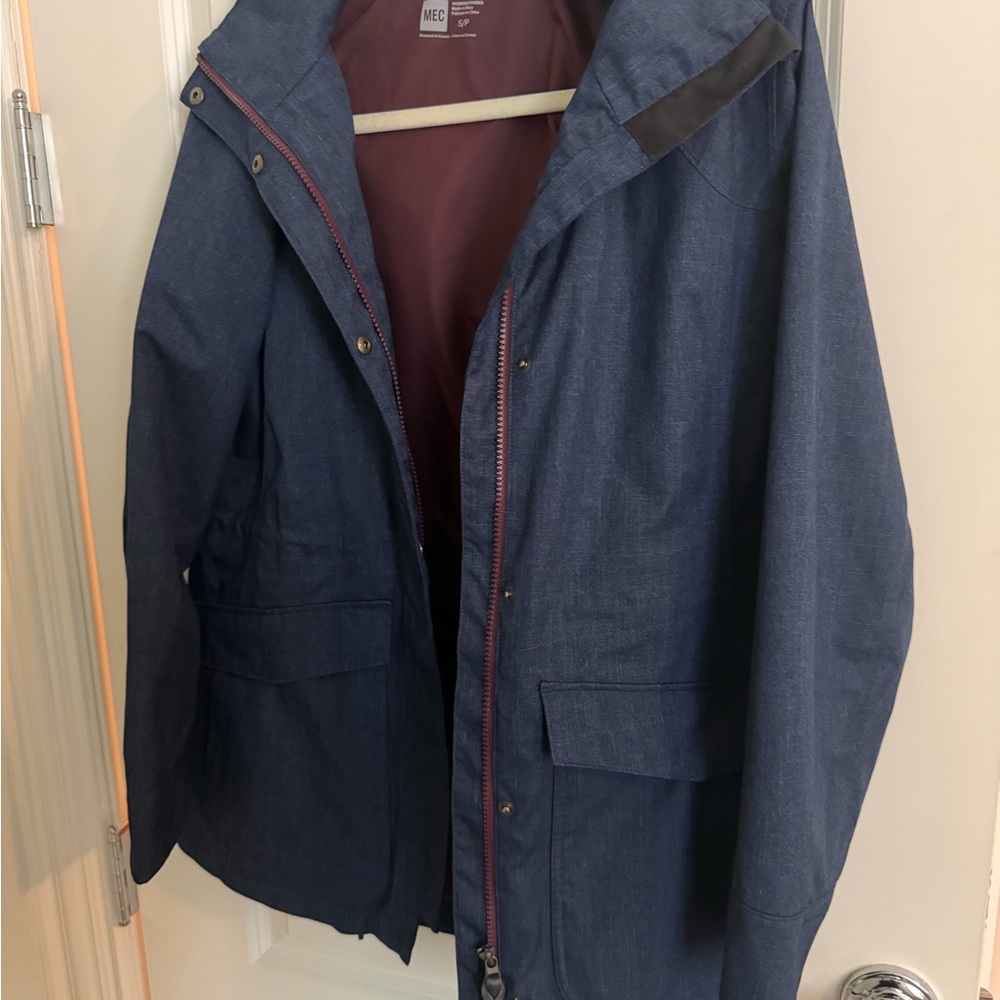 MEC Women's Blue Shell Ski Jacket with Burgundy Interior
